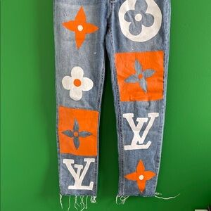 Thrift Store Find: Time & True Denim Hand painted with Louis Vuitton Logo